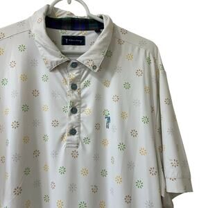 William Murray Men Sz Large White Cocktail Sunburst Short Sleeve Polo Shirt Golf